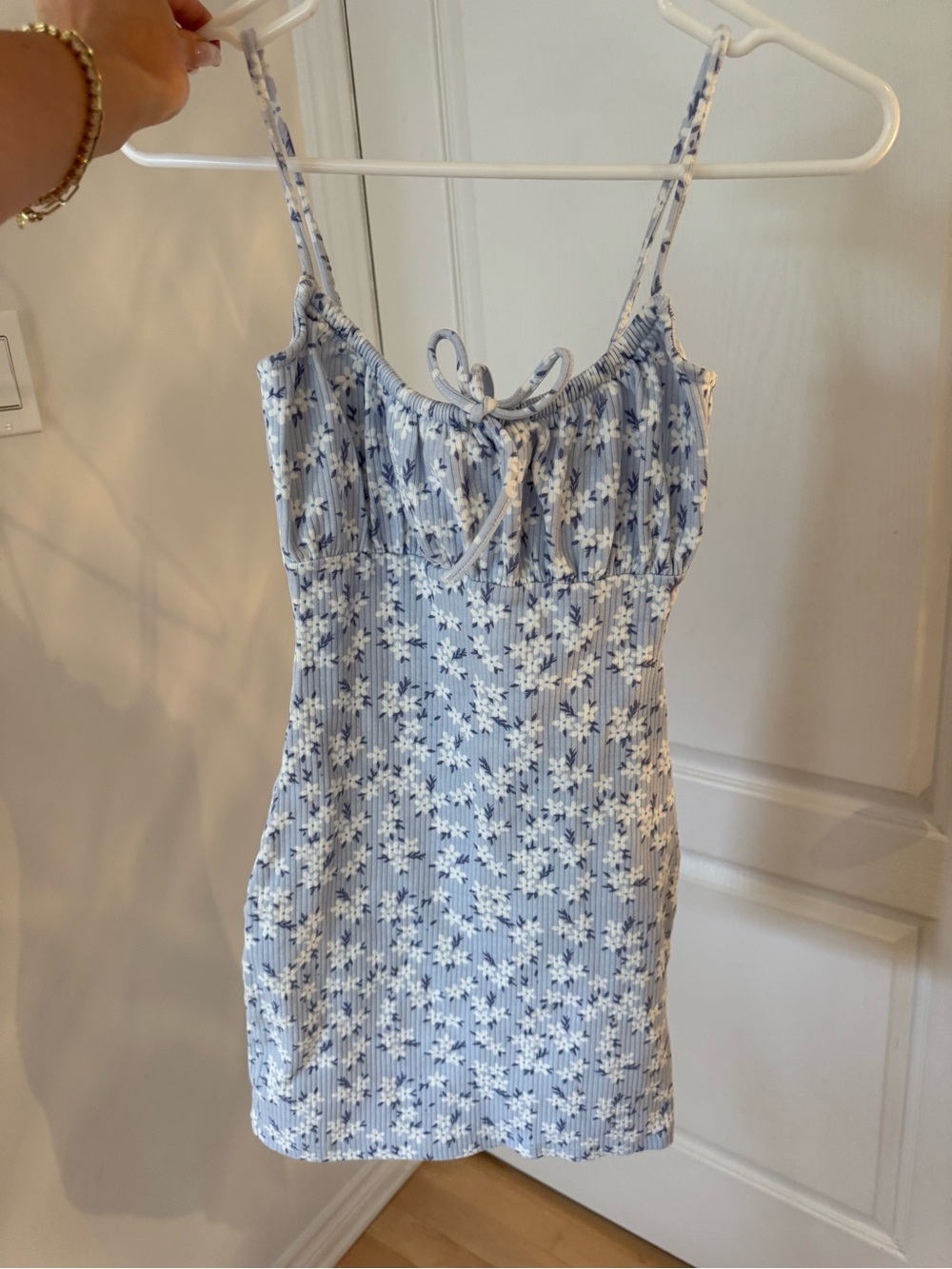 Sabo Skirt Light Blue Floral Sundress with Tie Front